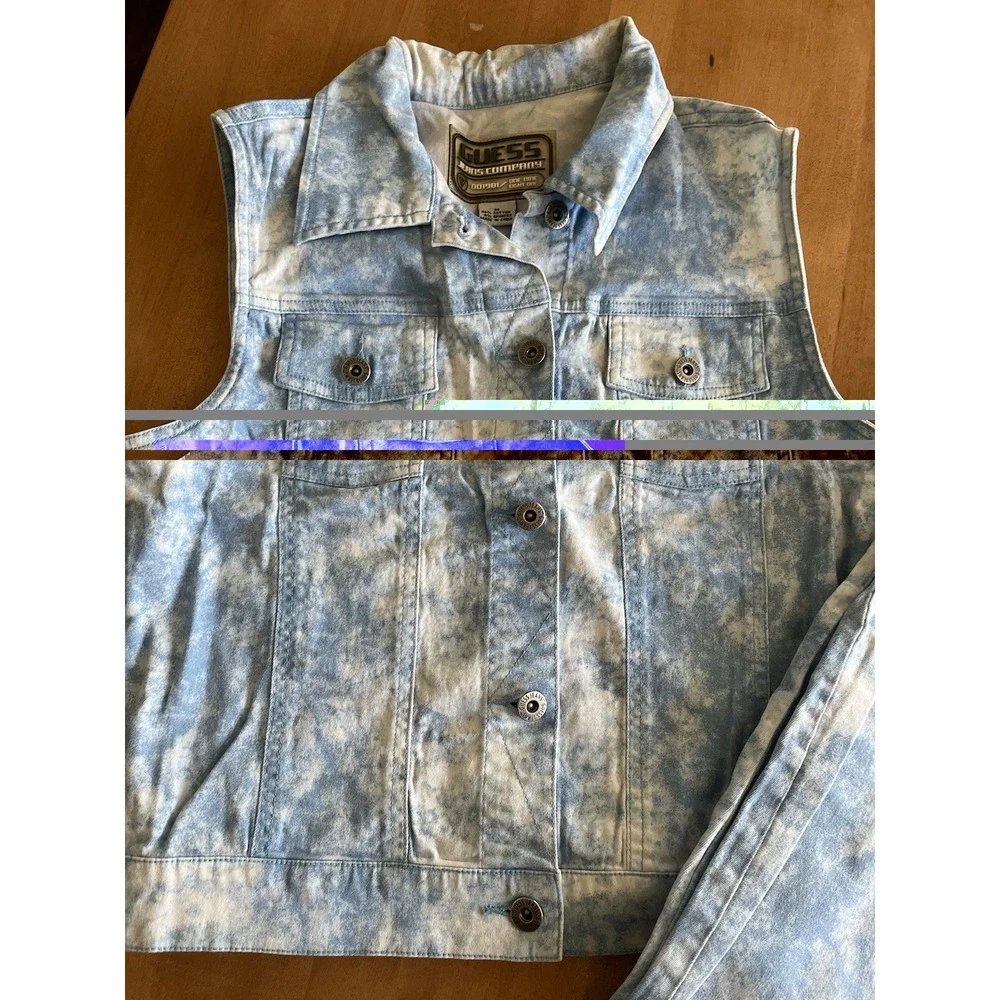 Vintage Guess Acid Wash Denim Vest & Jeans Set Women's Sz M/28 90s Matching Set